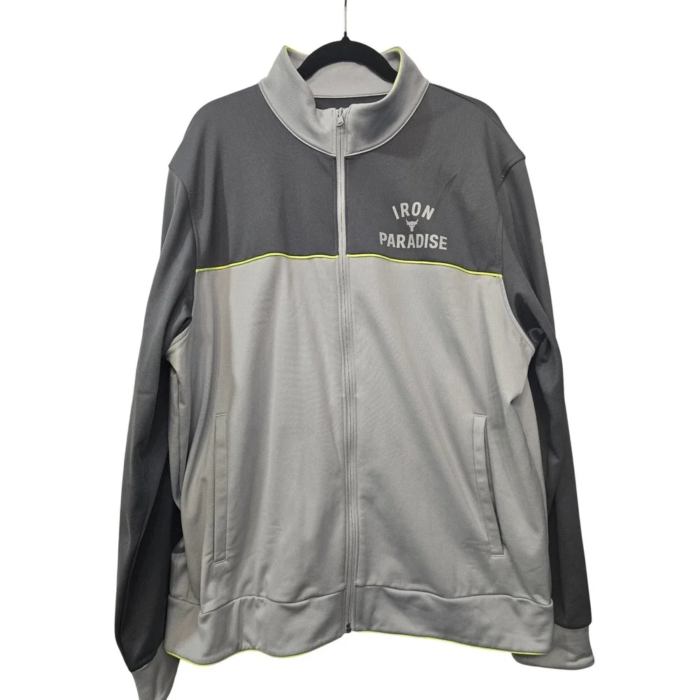 Under Armour Project Rock Iron Paradise XXL Gray Track Jacket Y2K Gorpcore